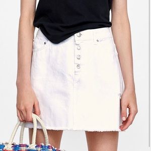 White Jean Skirt - Zara